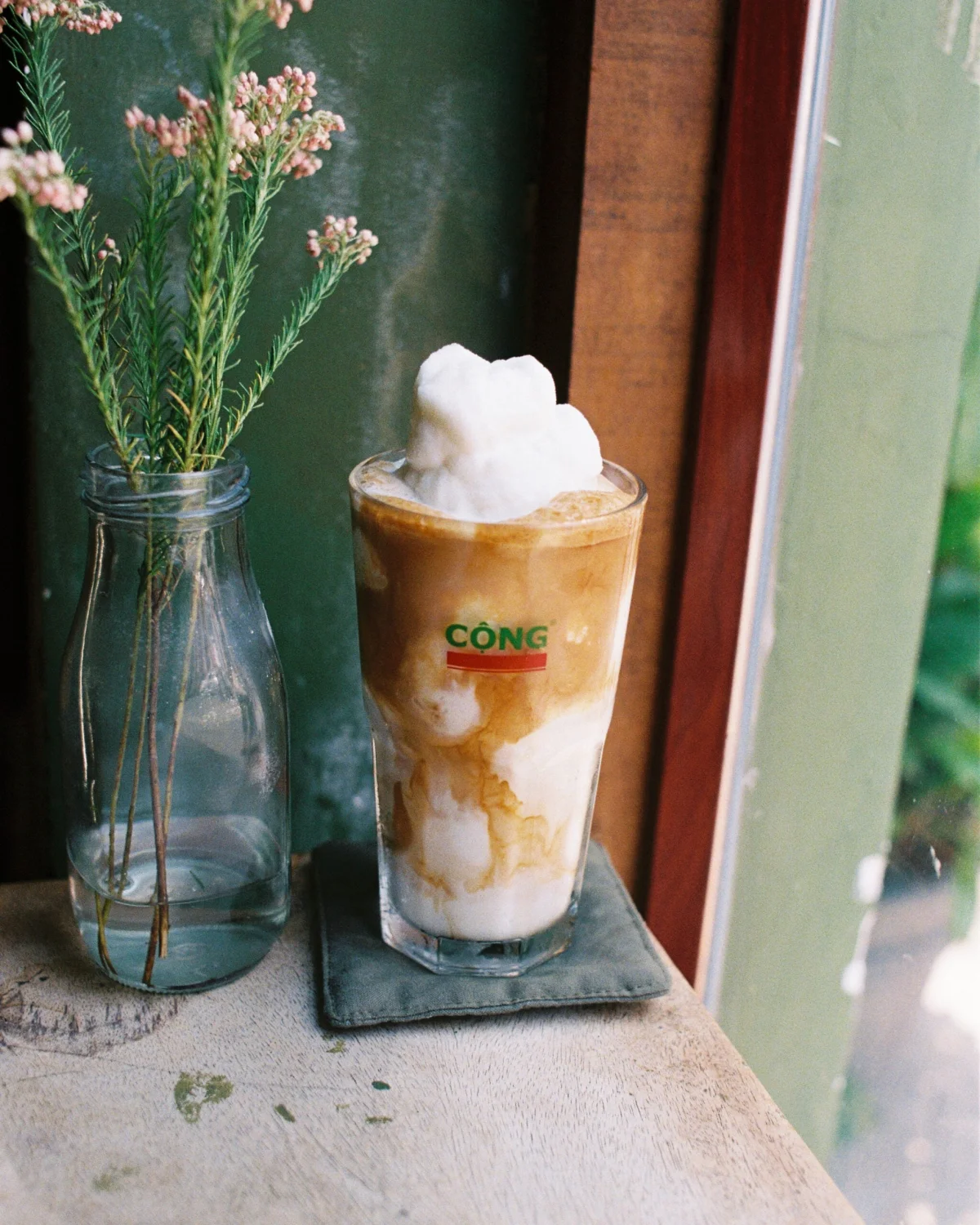 Cà phê cốt dừa (coconut coffee) at Cộng Cà Phê⁠