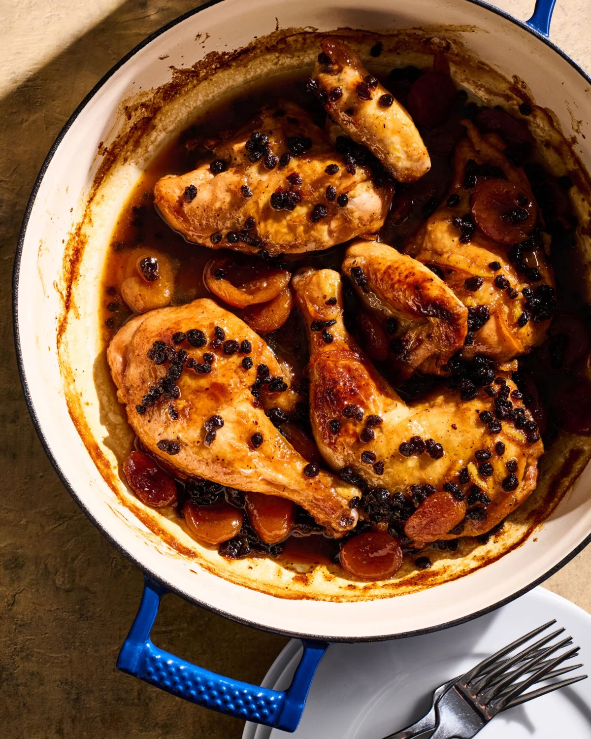 Roast Chicken With Apricots and Currants