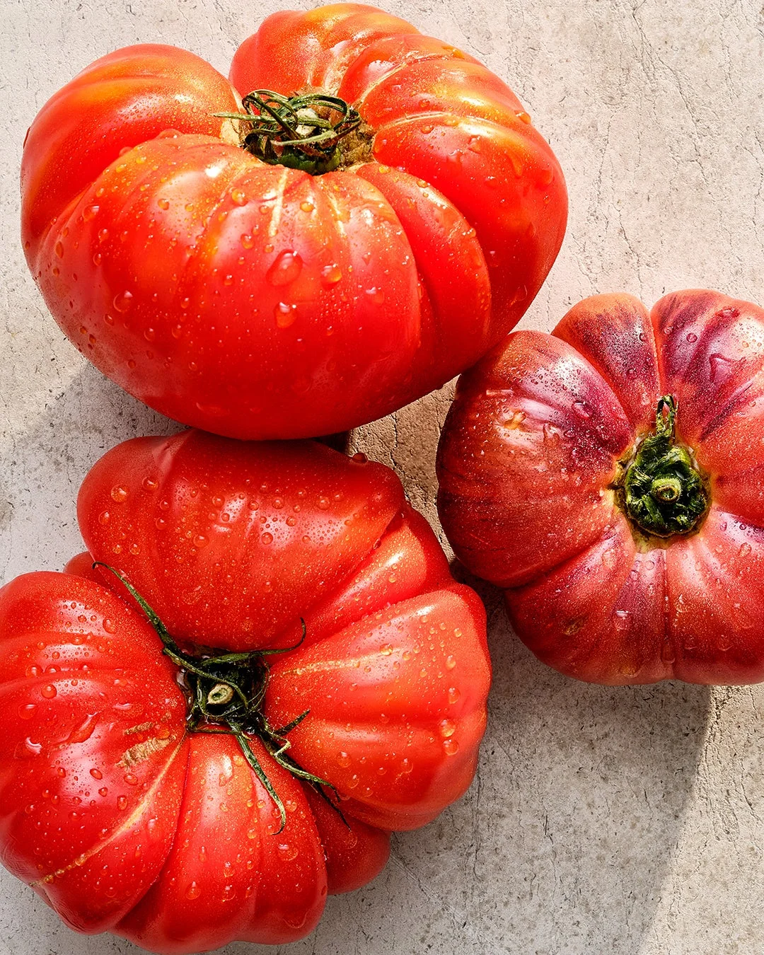 Glistening heirloom tomatoes