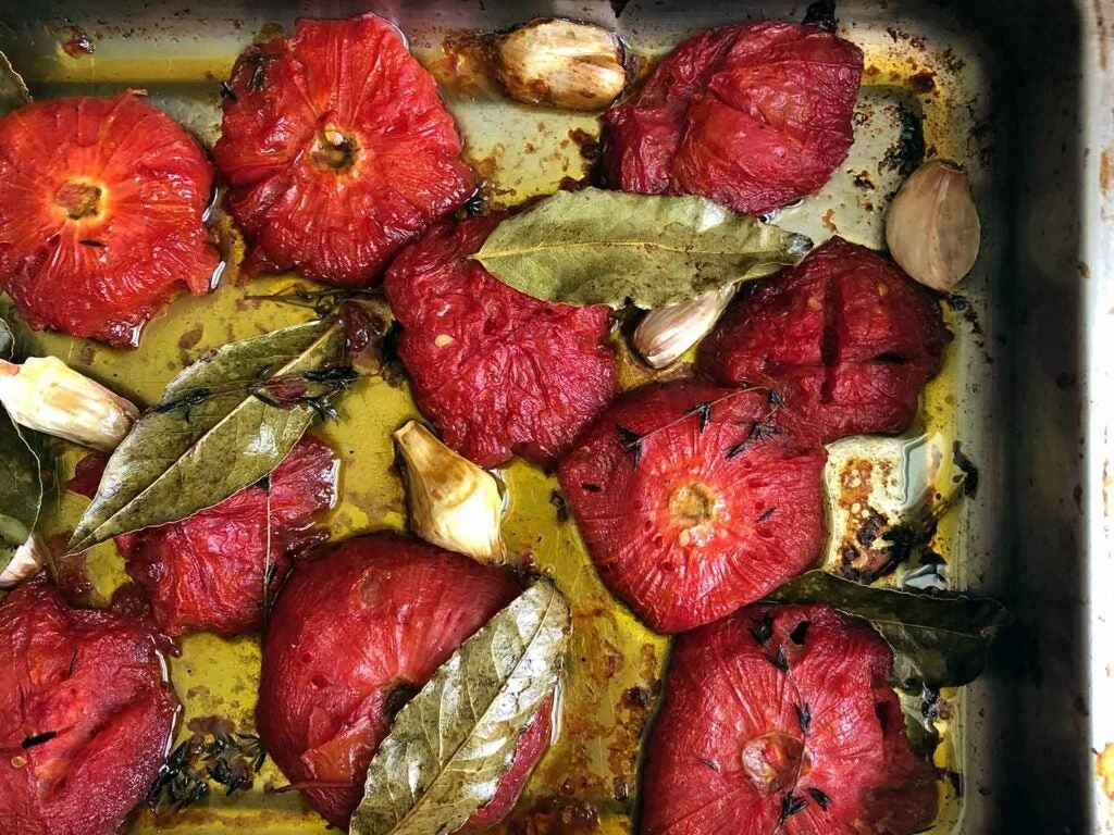 Tomato confit, preserved tomatoes