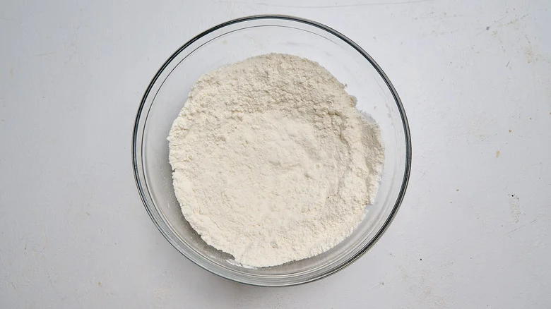 flour and sugar combined in a large bowl