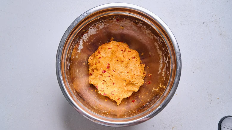 chiles incorporated into a smooth dough ball