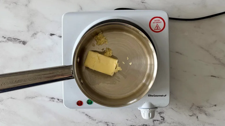 Butter and garlic in saucepan