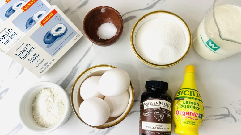 Ingredients for loaf pan Basque cheesecake