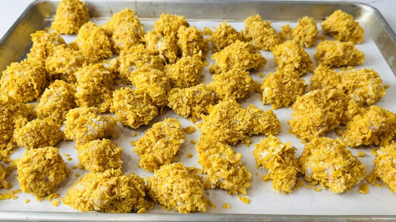 Popcorn chicken ready to air-fry
