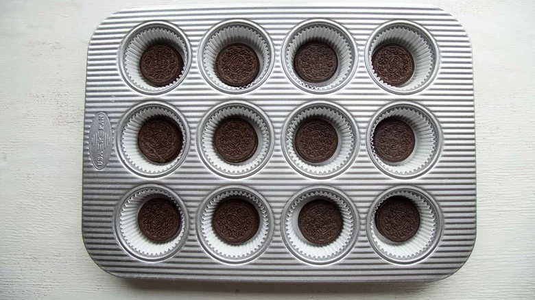 Oreos in muffin pan cups
