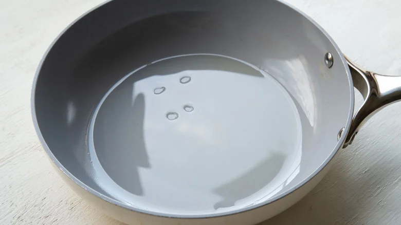oil heating in skillet