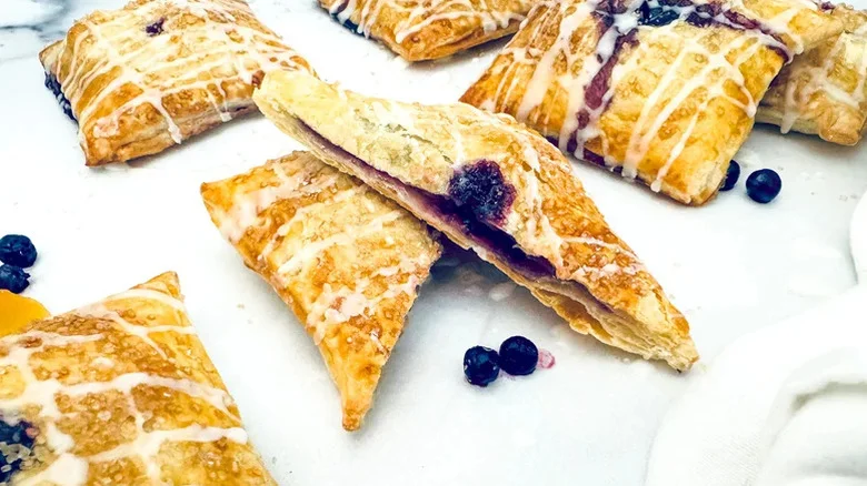 Platter of  Almond-Glazed Blueberry Peach Hand Pies