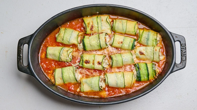baked zucchini involtini on a table