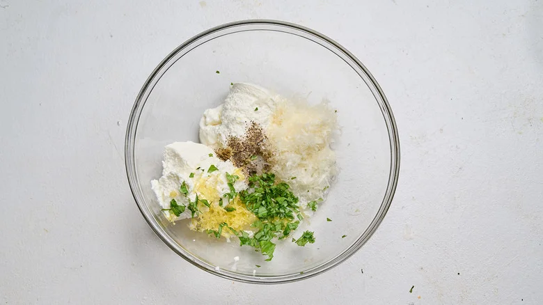combining filling ingredients in a bowl