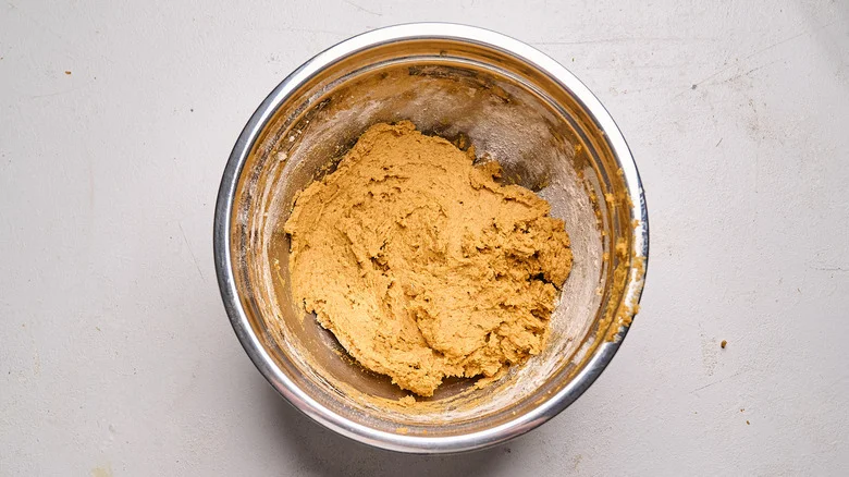 flour added to batter in bowl