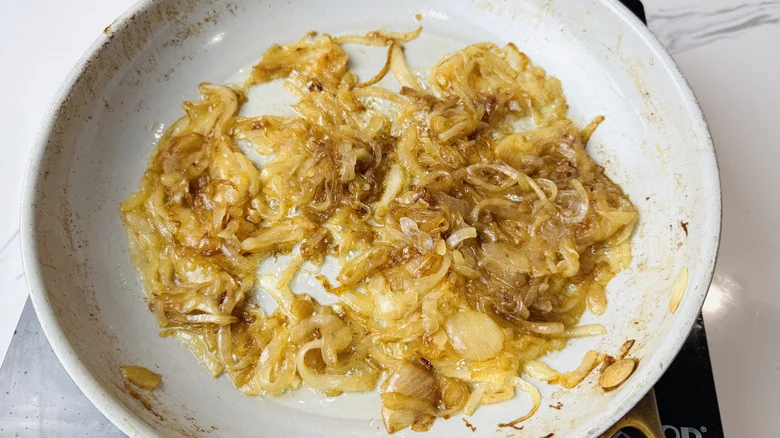 Caramelized onions in pan
