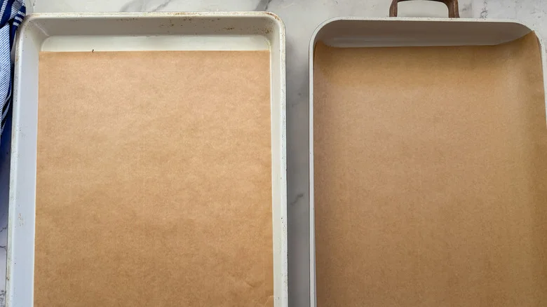 2 lined baking sheets