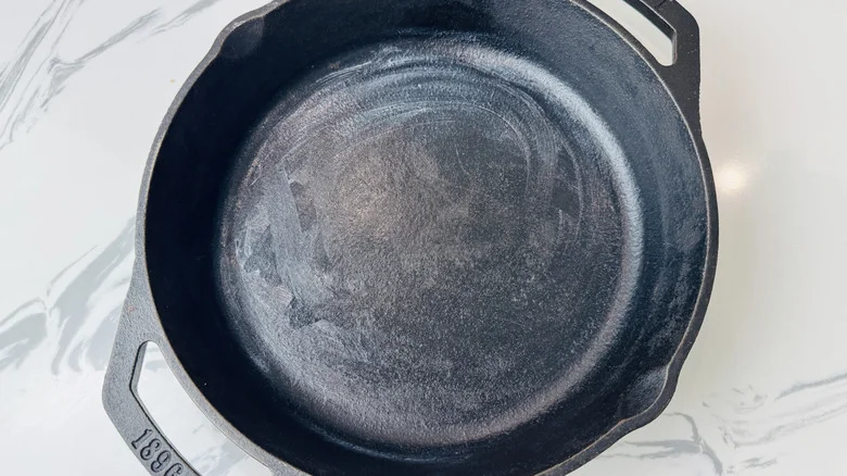 Cast iron skillet greased with butter