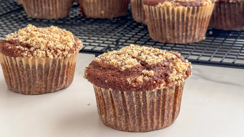 shoofly cupcakes on counter