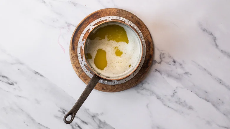 Melted butter in saucepan