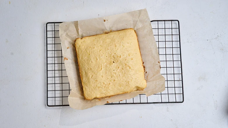 cooled cake on a wire rack