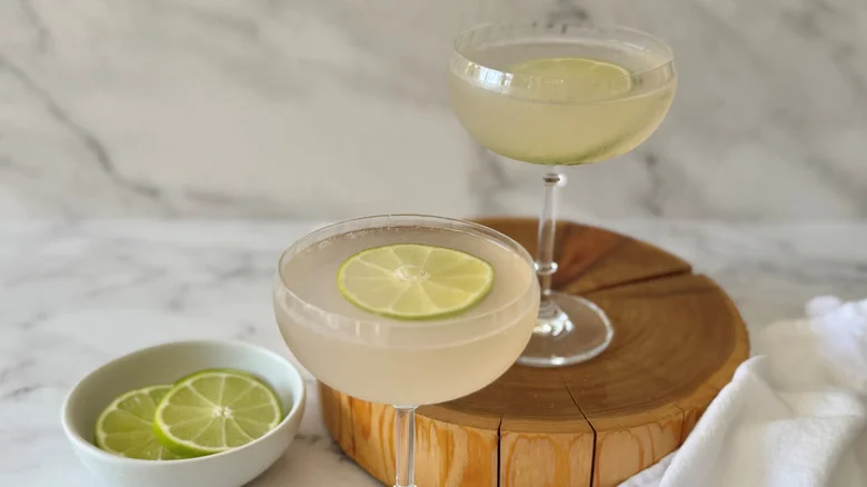 Hemingway daiquiris served with lemon wheels