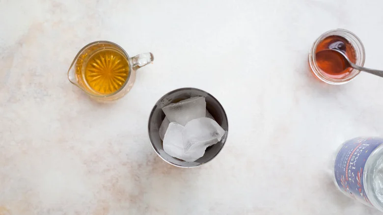 cocktail shaker filled with ice
