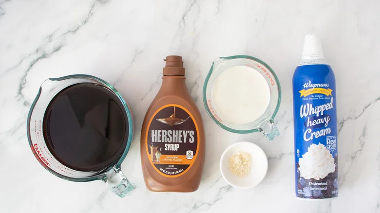 Ingredients for caramel frappes