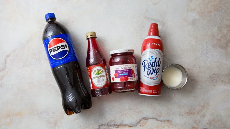 dirty soda ingredients on table