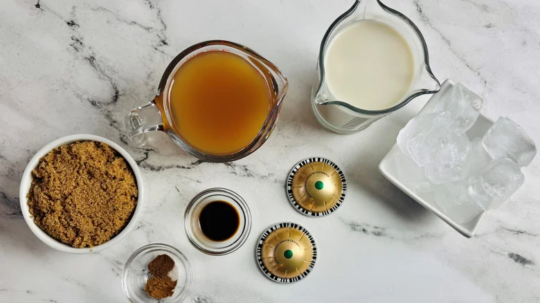 Ingredients for Starbucks apple crisp oat milk shaken espresso