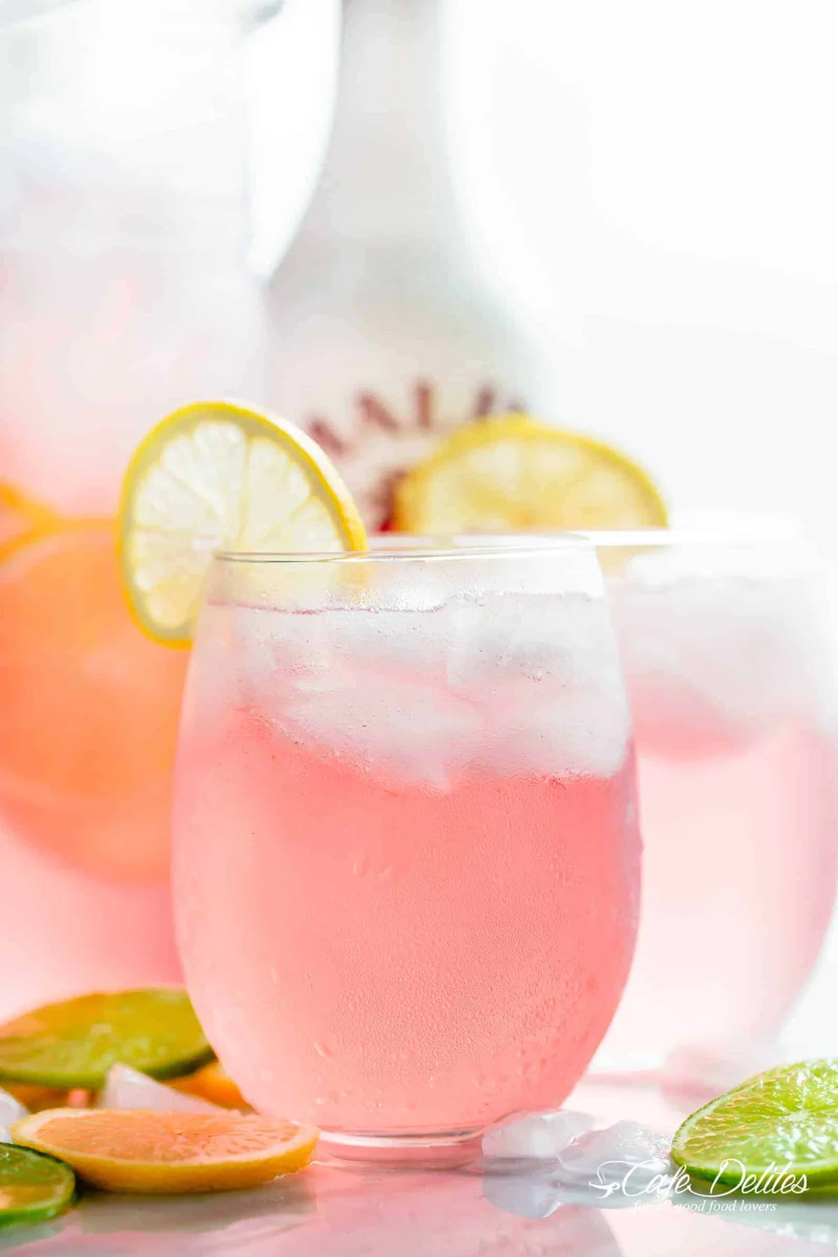 Pink Vodka Lemonade with a splash of Malibu and lime juice to get your party started! Easy to make and refreshing! 