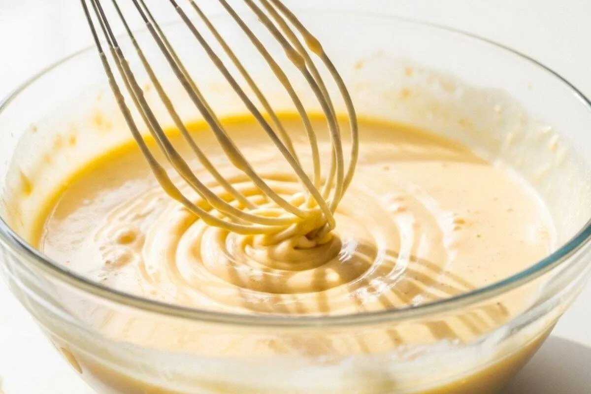 Slowly whisk in the milk mixture, about ½ cup at a time, into the egg yolks to avoid scrambling and pour the rum until smooth