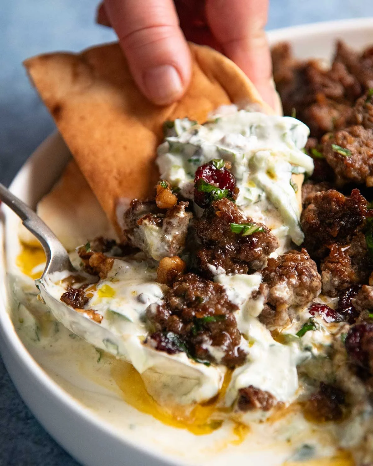 Smashed Beef Kofta Kebabs with Yogurt Sauce